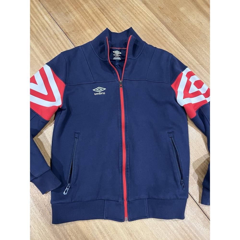 Umbro Soccer Warmup sweatshirt fleece Chest logo zip Size Medium Zip Pockets